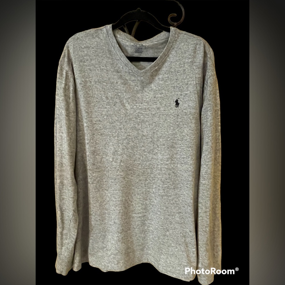Polo men’s, large, v-neck, long sleeve, cotton, t-shirt.